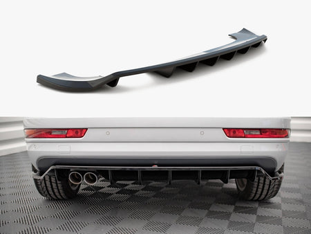 Maxton Design Central Rear Splitter (Vertical Bars) Audi Q3 Sport 8U Facelift - AU-Q3-1F-SLINE-RD1G+RD2G - Image 1