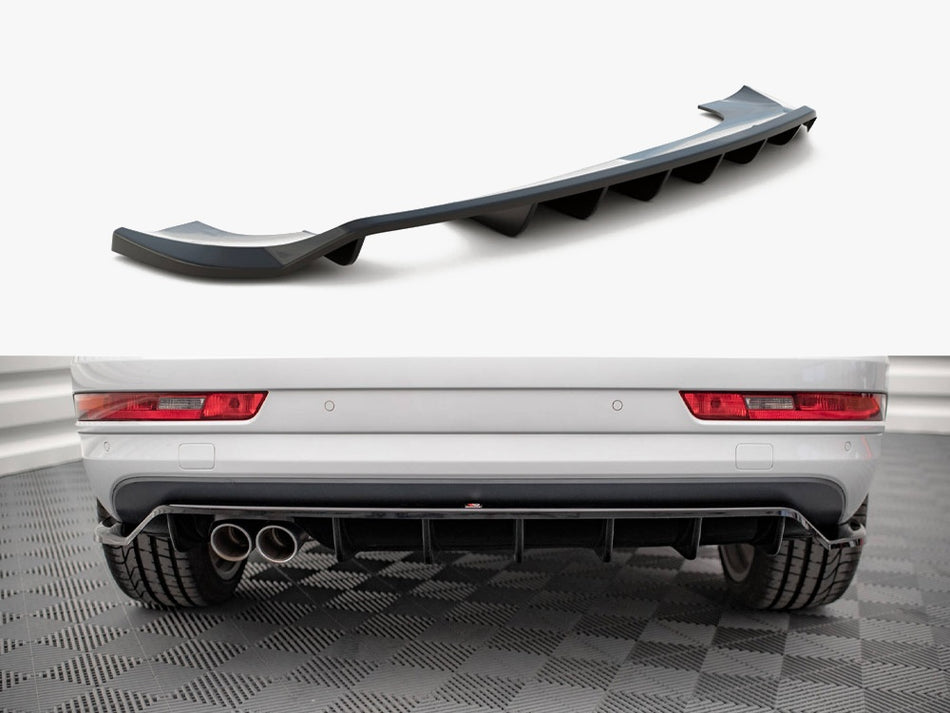 Maxton Design Central Rear Splitter (Vertical Bars) Audi Q3 Sport 8U Facelift - AU-Q3-1F-SLINE-RD1G+RD2G - Image 1