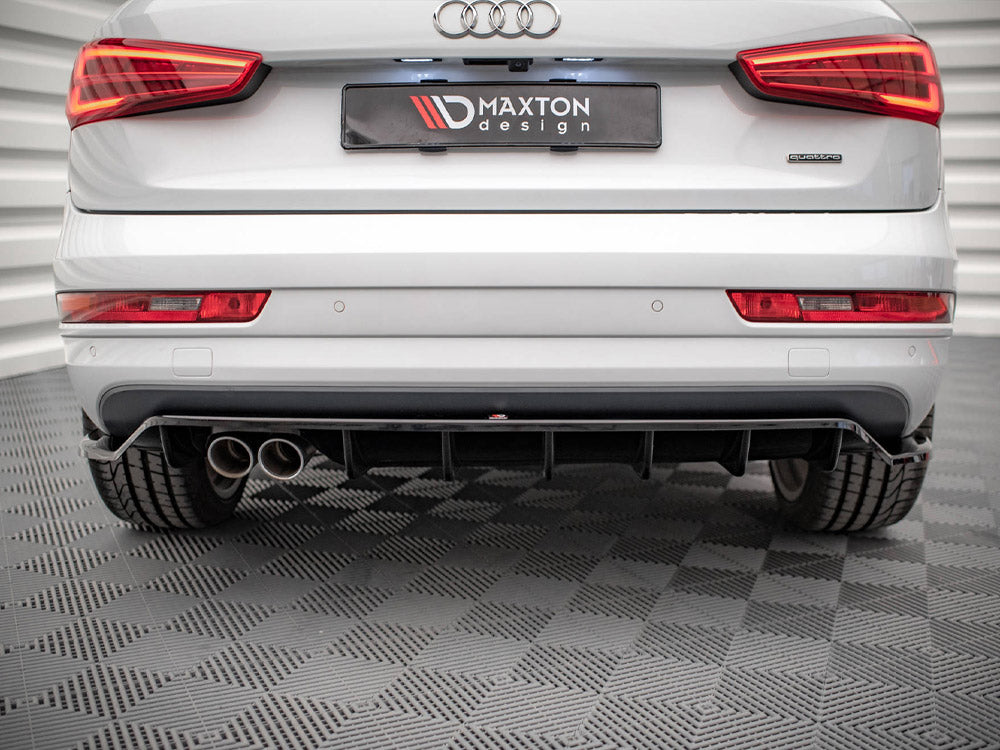 Maxton Design Central Rear Splitter (Vertical Bars) Audi Q3 Sport 8U Facelift - AU-Q3-1F-SLINE-RD1G+RD2G - Image 3