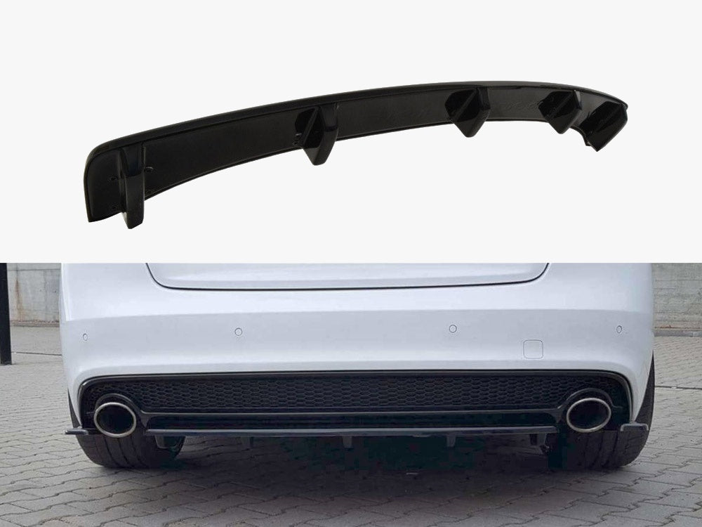 Maxton Design Central Rear Splitter (Vertical Bars) Audi A5 S-line 8T FL Coupe / Sportback - Textured - AU-A5-1F-SLINE-RD1+RD2T - Image 1