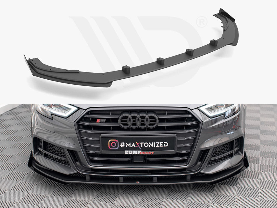 MAXTON DESIGN Street PRO Front Splitter V.1 + Flaps Audi S3 / A3 S-Line Sportback 8V Facelift