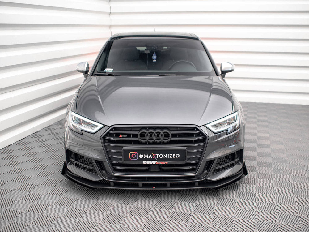 Maxton Design Street PRO Front Splitter V.1 + Flaps Audi S3 / A3 S-Line Sportback 8V Facelift - AUS33FSBCNC-FD1B+FSF1G - Image 3