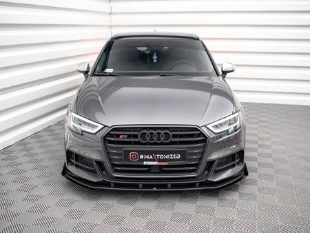 Maxton Design Street PRO Front Splitter V.1 + Flaps Audi S3 / A3 S-Line Sportback 8V Facelift - AUS33FSBCNC-FD1B+FSF1G - Image 3