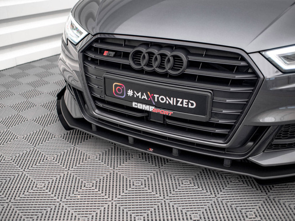 Maxton Design Street PRO Front Splitter V.1 + Flaps Audi S3 / A3 S-Line Sportback 8V Facelift - AUS33FSBCNC-FD1B+FSF1G - Image 4