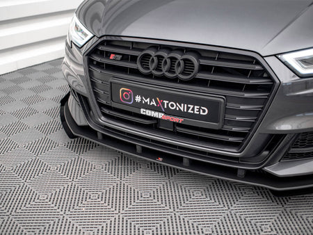 Maxton Design Street PRO Front Splitter V.1 + Flaps Audi S3 / A3 S-Line Sportback 8V Facelift - AUS33FSBCNC-FD1B+FSF1G - Image 4