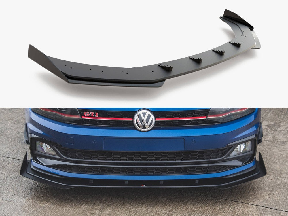 Maxton Design Street PRO Front Splitter + Flaps VW Polo GTI Mk6 - VWPO6GTICNC-FD3B+FSF1G - Image 1