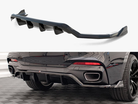 Maxton Design Central Rear Splitter (Vertical Bars) BMW X6 M Sport F16 - BM-X6-16-MPACK-RD1G+RD2G - Image 1