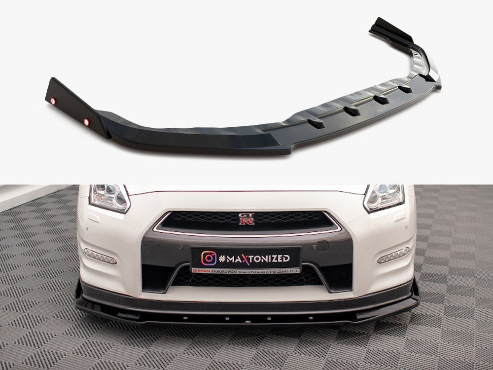 Maxton Design Front Splitter + Flaps Nissan GTR R35 1st Facelift - NI-GTR-4F2-FD1G+FSF - Image 1