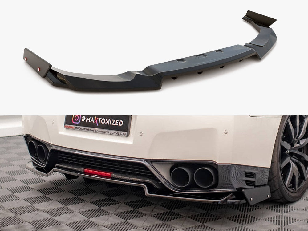 Maxton Design Rear Splitter + Flaps Nissan GTR R35 1st Facelift - NI-GTR-4F2-RD1G+RD2G+RSF - Image 1