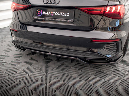 Maxton Design Central Rear Splitter (Vertical Bars) Audi A3 S-Line Sedan 8Y - AU-A3-8Y-SLINE-S-RD1G+RD2G - Image 3