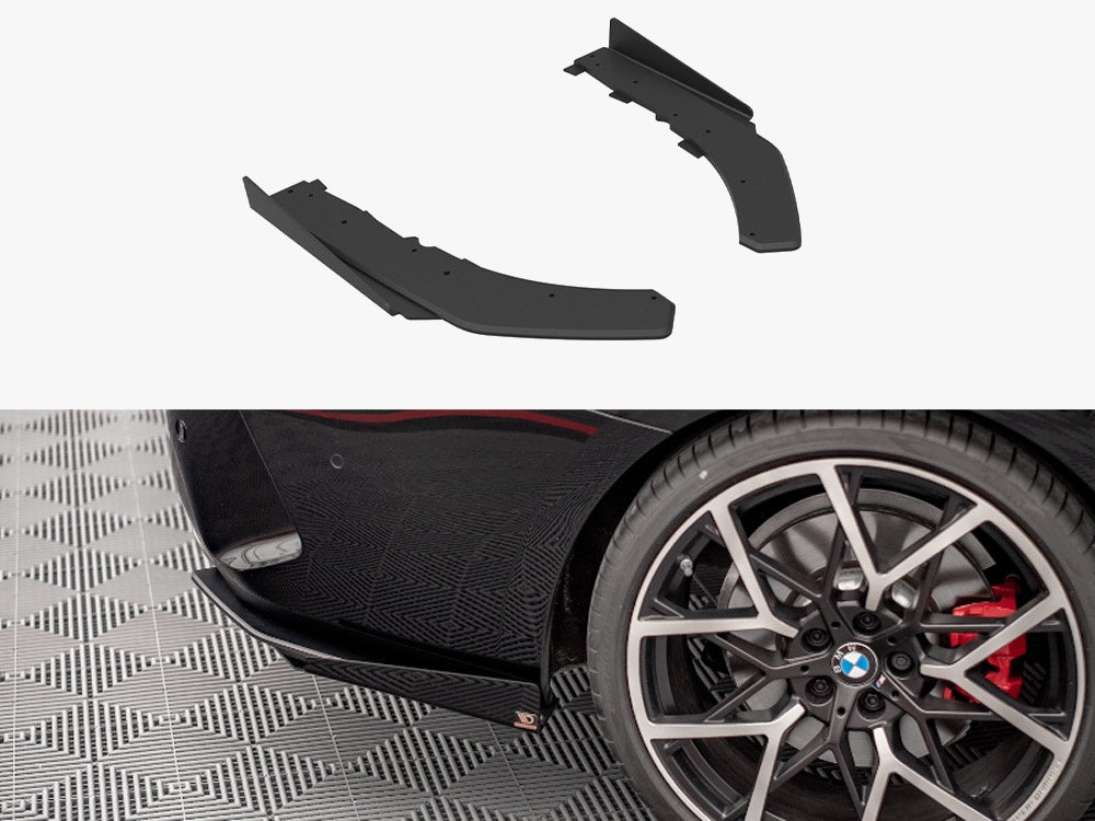 Maxton Design Street Pro Rear Side Splitters + Flaps BMW 4 M-Pack G22 / G23 / G22 Facelift / G23 Facelift - BM4G22MPACKCNC-RSD1B+RSF1G - Image 1