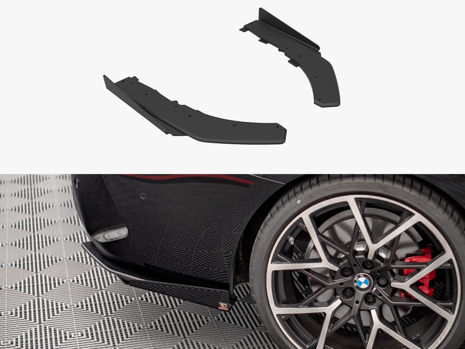 Maxton Design Street Pro Rear Side Splitters + Flaps BMW 4 M-Pack G22 / G23 / G22 Facelift / G23 Facelift - BM4G22MPACKCNC-RSD1B+RSF1G - Image 1