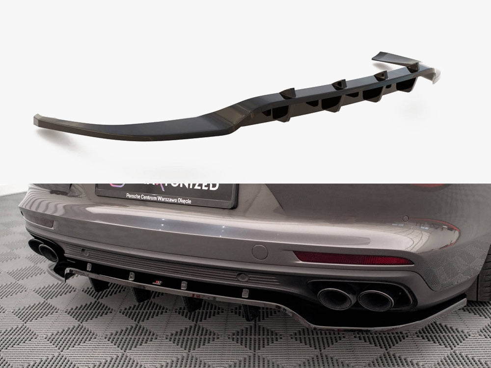 Maxton Design Rear Splitter (Vertical Bars) Porsche Panamera Turbo S E-Hybrid / Panamera E-Hybrid / Panamera 4S 971 - PO-PA-971-H-RD1G+RD2G - Image 1