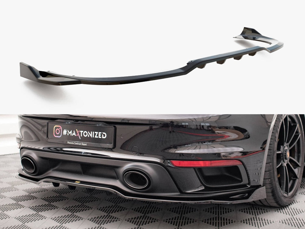 Maxton Design Rear Splitter (Vertical Bars) Porsche 911 Turbo S 992 - PO-911-992-TURBO-S-RD1G+RD2G - Image 1