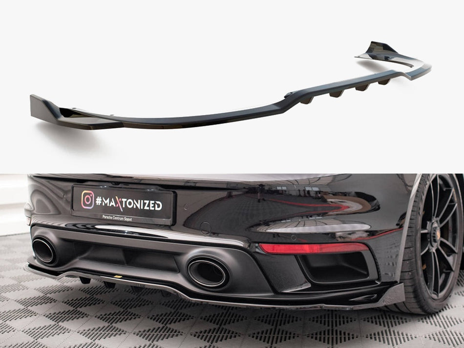 Maxton Design Rear Splitter (Vertical Bars) Porsche 911 Turbo S 992 - PO-911-992-TURBO-S-RD1G+RD2G - Image 1