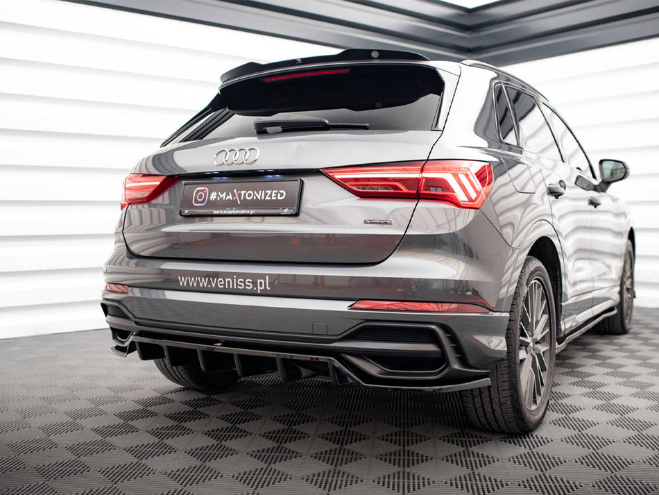 Maxton Design Central Rear Splitter (Vertical Bars) Audi Q3 S-Line F3 - AU-Q3-2-SLINE-RD1G+RD2G - Image 2