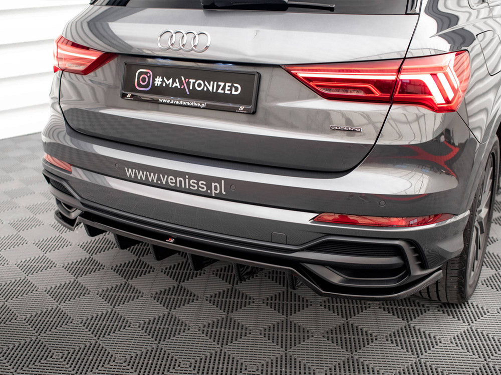 Maxton Design Central Rear Splitter (Vertical Bars) Audi Q3 S-Line F3 - AU-Q3-2-SLINE-RD1G+RD2G - Image 3