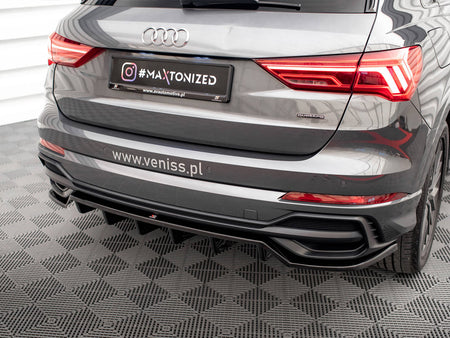 Maxton Design Central Rear Splitter (Vertical Bars) Audi Q3 S-Line F3 - AU-Q3-2-SLINE-RD1G+RD2G - Image 3