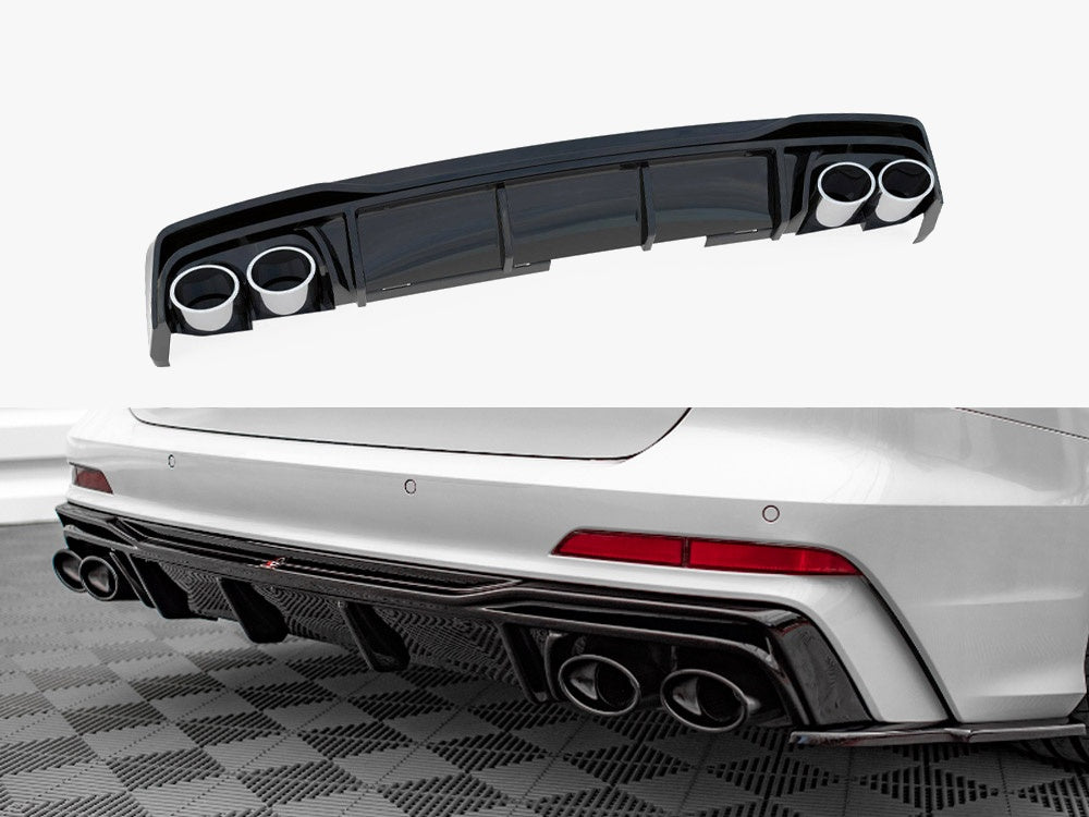 Maxton Design Rear Valance + Exhaust Ends Imitation Audi A6 S-Line / S6 C8 / C8 Facelift - AU-A6-C8-SLINE-RS1+RS1R+ - Image 1