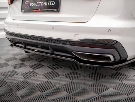 Maxton Design Central Rear Splitter (Vertical Bars) Audi A4 S-Line B9 Facelift - AU-A4-B9F-SLINE-RD1G+RD2G - Image 4