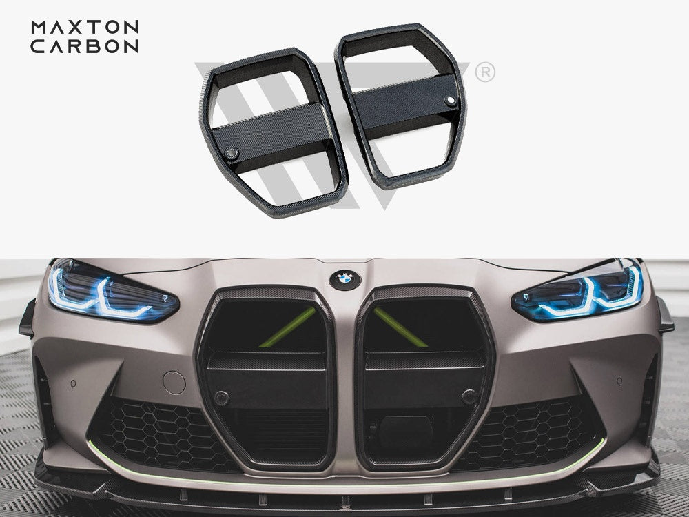 Maxton Design Carbon Fiber Front Grill + License Plate Holder Base BMW M4 G82 / M3 G80 - CF-BM-4-G82-M-G1-245V-P - Image 1