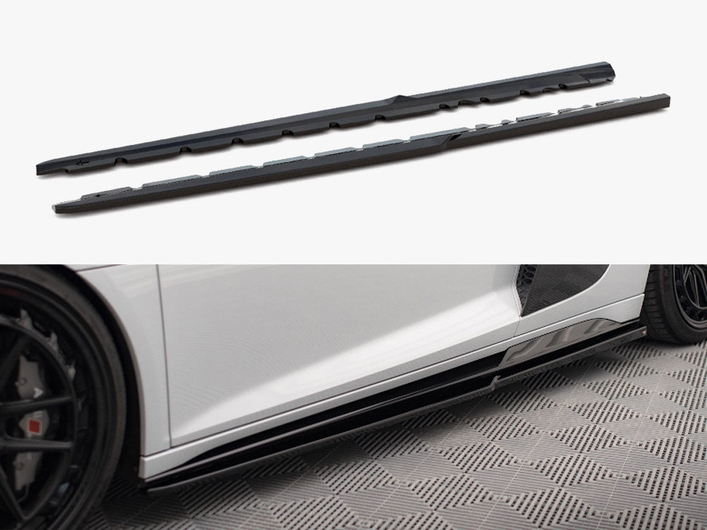 Maxton Design Side Skirts Diffusers V.2 Audi R8 Mk2 Facelift - Carbon Look - AU-R8-2F-SD3C - Image 1
