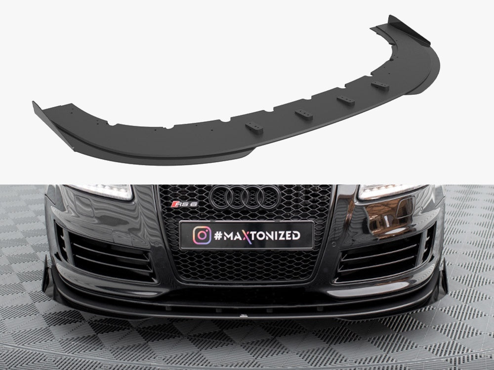 Maxton Design Street PRO Front Splitter + Flaps Audi RS6 Avant C6 - AURS6C6CNC-FD3B+FSF1G - Image 1