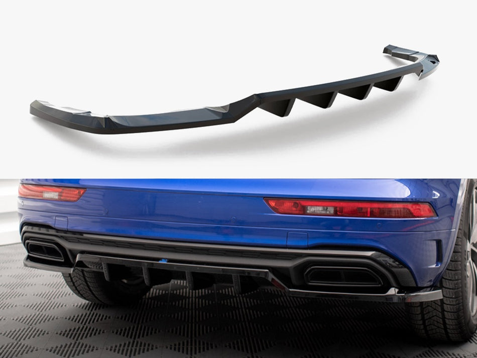Maxton Design Central Rear Splitter (Vertical Bars) Audi Q5 S-Line SUV Mk2 Facelift - AU-Q5-2F-SLINE-RD1G+RD2G - Image 1