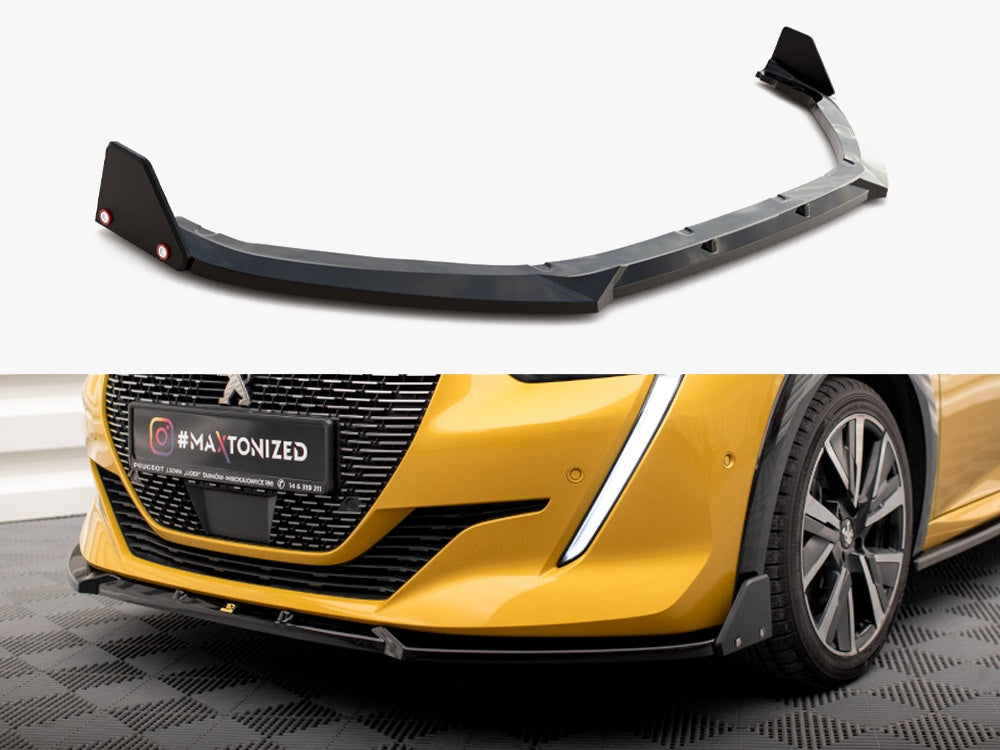 Maxton Design Front Splitter V.1 + Flaps Peugeot 208 GT Mk2 - PE-208-2-GT-FD1G+FSF1B - Image 1