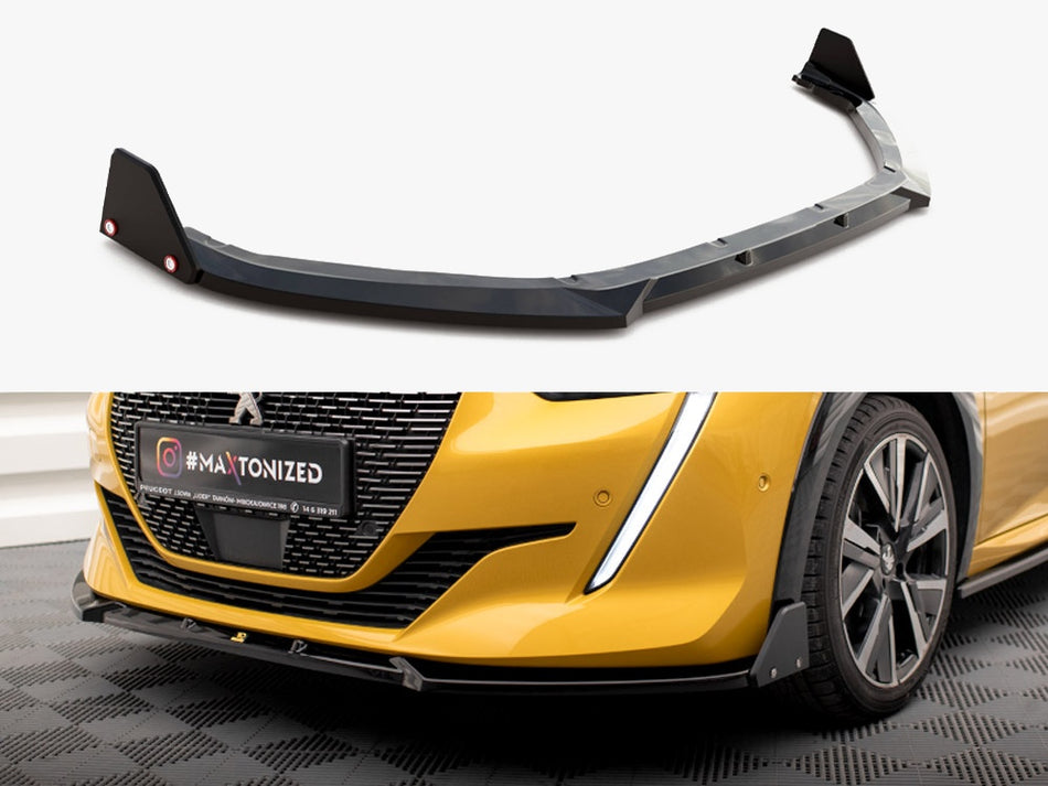 Maxton Design Front Splitter V.1 + Flaps Peugeot 208 GT Mk2 - PE-208-2-GT-FD1G+FSF1B - Image 1