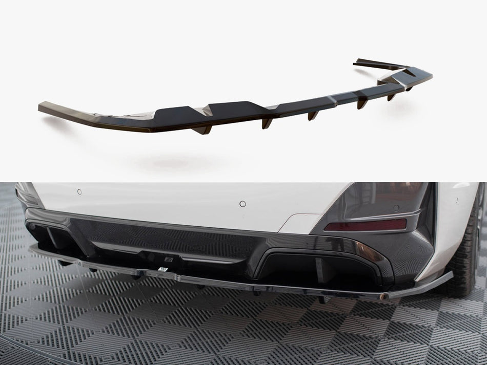 Maxton Design Central Rear Splitter (Vertical Bars) V.1 BMW i4 M-Pack G26 - BM-I4-G26-MPACK-RD1G+RD3G - Image 1