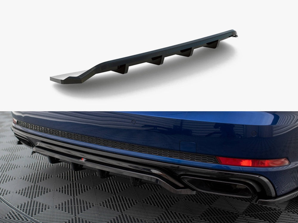 Maxton Design Central Rear Splitter (Vertical Bars) Audi A4 Competition B9 - AU-A4-B9-COMP-RD1G+RD2G - Image 1