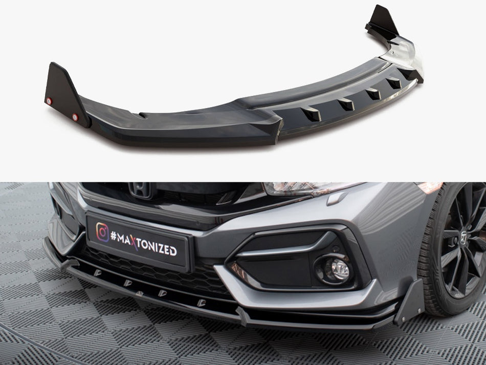 Maxton Design Front Splitter V.1 + Flaps Honda Civic Sport Mk 10 - HO-CI-10-SPORT-FD1G+FSF1B - Image 1