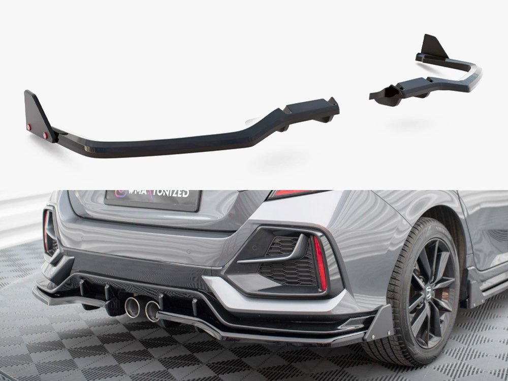 Maxton Design Rear Splitter V.1 (Vertical Bars) + Flaps Honda Civic Sport Mk10 Facelift - HO-CI-10-SPORT-RSD1G+RD1G+RSF1B - Image 1