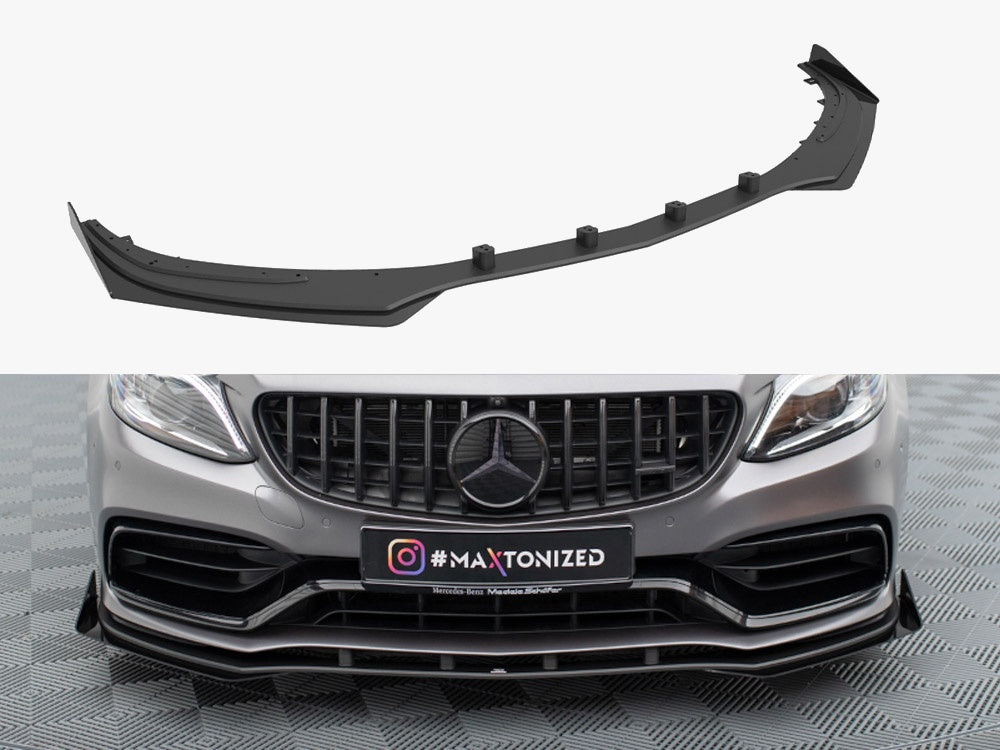 Maxton Design Street PRO Front Splitter + Flaps Mercedes-AMG C63 Sedan / Estate W205 Facelift - MEC205F63CNC-FD1B+FSF1G - Image 1