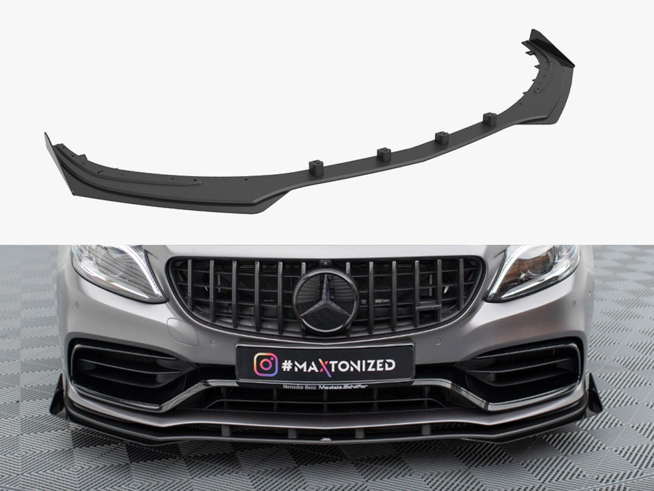 Maxton Design Street PRO Front Splitter + Flaps Mercedes-AMG C63 Sedan / Estate W205 Facelift - MEC205F63CNC-FD1B+FSF1G - Image 1