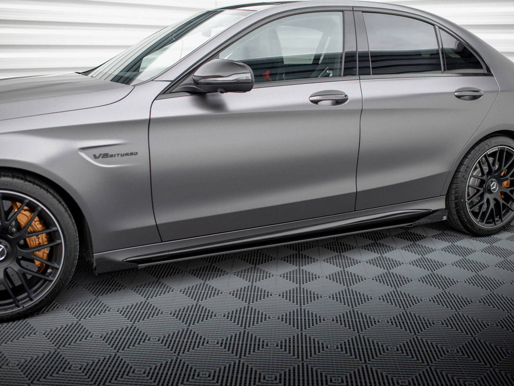 Maxton Design Street PRO Side Skirts Diffusers + Flaps Mercedes-AMG C63 Sedan / Estate W205 Facelift - MEC205F63CNC-SD1B+SF1G - Image 3