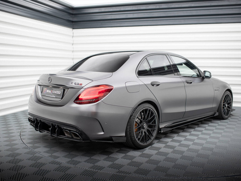 Maxton Design Street Pro Rear Side Splitters + Flaps Mercedes-AMG C63 Sedan / Estate W205 Facelift - MEC205F63CNC-RSD1B+RSF1G - Image 2