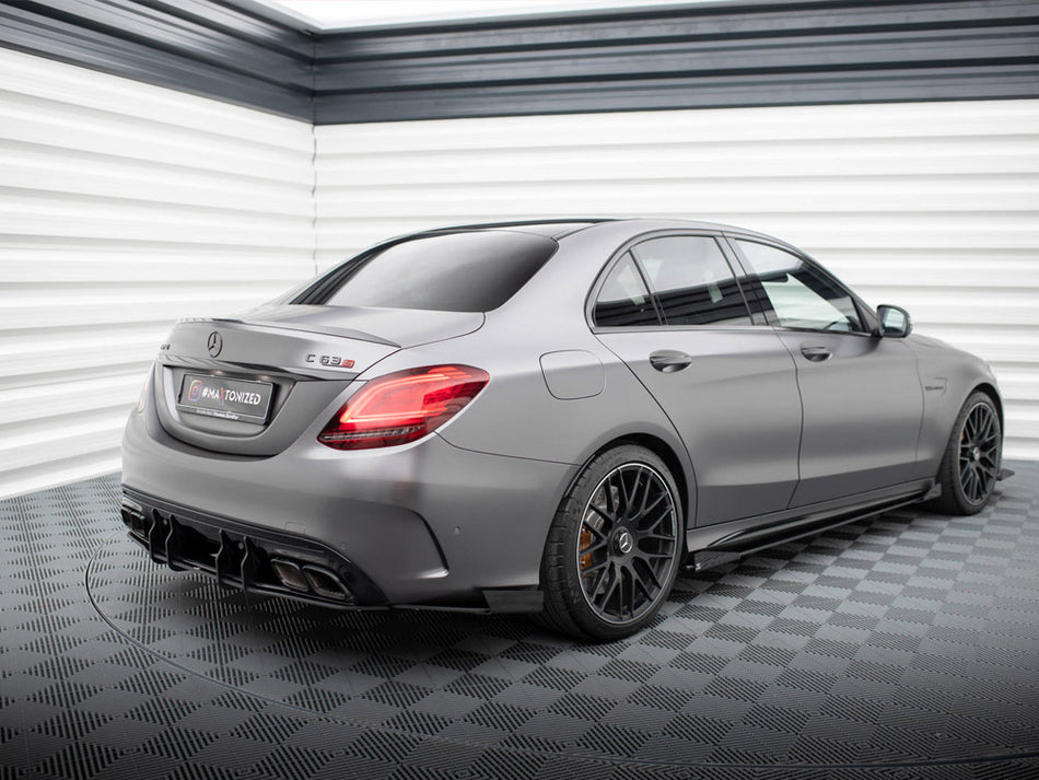 Maxton Design Street Pro Rear Side Splitters + Flaps Mercedes-AMG C63 Sedan / Estate W205 Facelift - MEC205F63CNC-RSD1B+RSF1G - Image 2