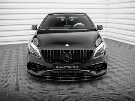 Maxton Design Street PRO Front Splitter Mercedes-Benz A AMG-Line W176 Facelift - Black-Red - MEA176FAMGLINECNC-FD1BRB - Image 2