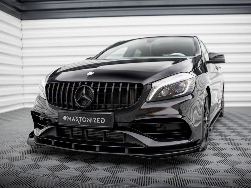 Maxton Design Street PRO Front Splitter + Flaps Mercedes-Benz A AMG-Line W176 Facelift - MEA176FAMGLINECNC-FD1B+FSF1G - Image 2