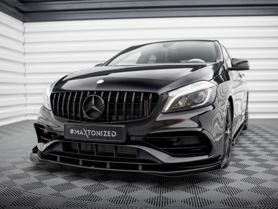 Maxton Design Street PRO Front Splitter + Flaps Mercedes-Benz A AMG-Line W176 Facelift - MEA176FAMGLINECNC-FD1B+FSF1G - Image 2