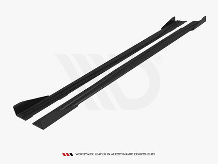 Maxton Design Street PRO Side Skirts Diffusers + Flaps Mercedes-Benz A AMG-Line W176 Facelift - Black-Red + Gloss Flaps - MEA176FAMGLINECNC-SD1BRB+SF1G - Image 5