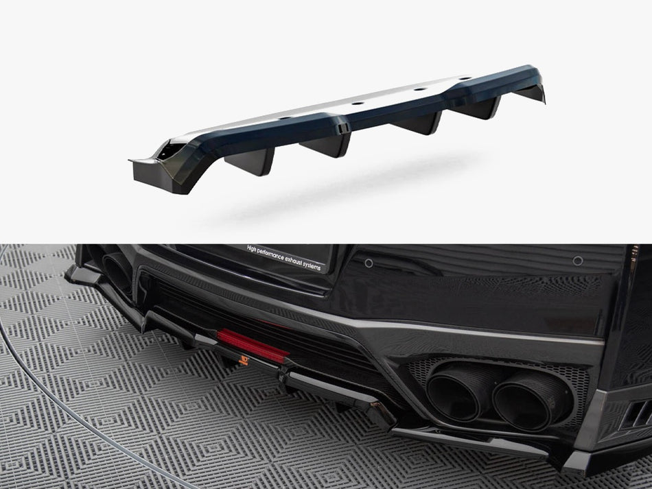 Maxton Design Central Rear Splitter (Vertical Bars) Nissan GTR R35 Facelift - NI-GTR-4F3-RD1G+RD2G - Image 1