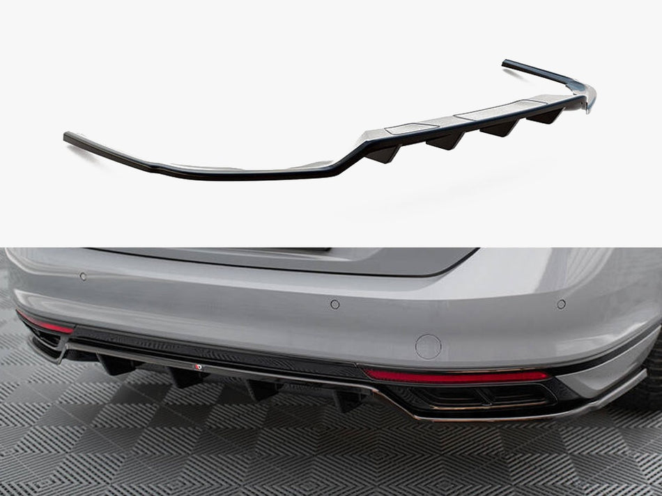 Maxton Design Rear Splitter (Vertical Bars) Volkswagen Passat R-Line B8 Facelift - VW-PA-B8F-RLINE-RD1G+RD2G - Image 1
