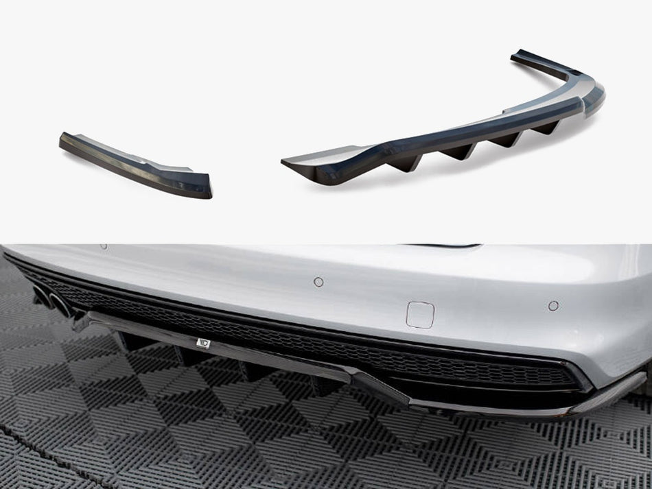 Maxton Design Central Rear Splitter (Vertical Bars) Audi A4 Competition B8 Facelift - AU-A4-B8F-COMP-RSD1G+RD1G - Image 1