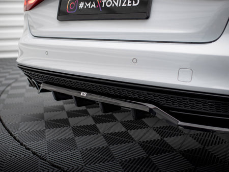 Maxton Design Central Rear Splitter (Vertical Bars) Audi A4 Competition B8 Facelift - AU-A4-B8F-COMP-RSD1G+RD1G - Image 5
