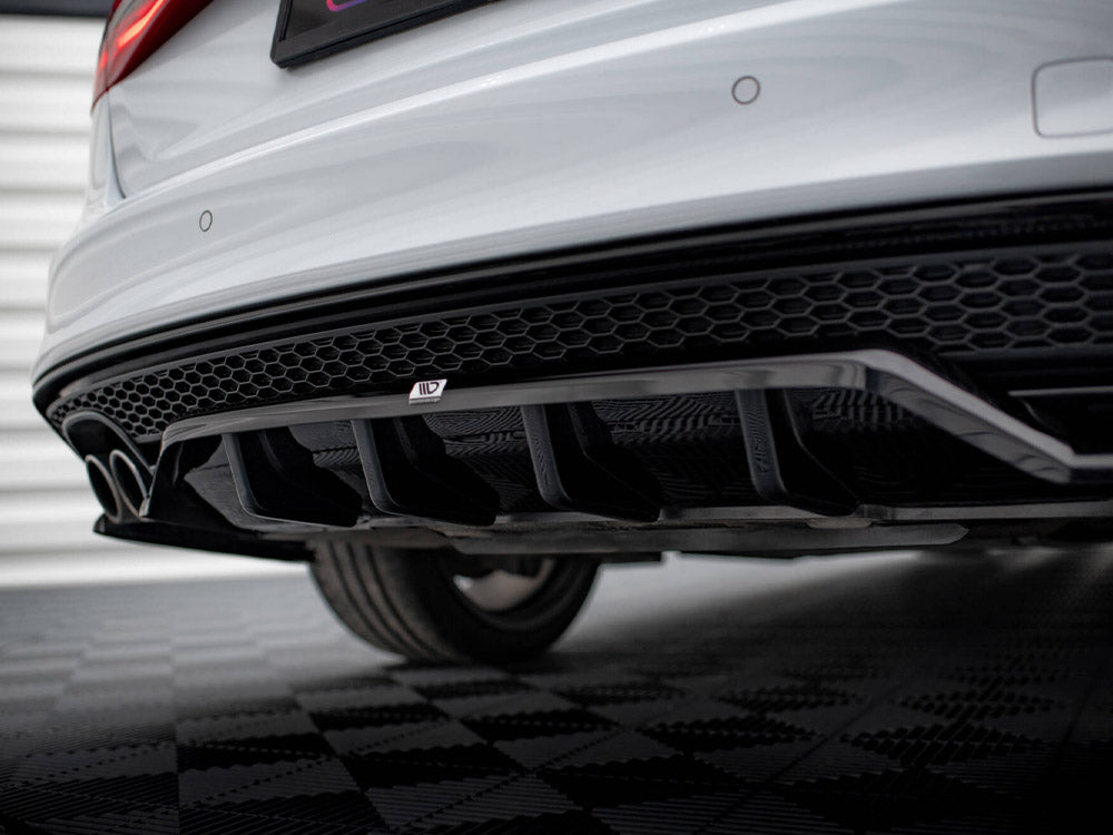 Maxton Design Central Rear Splitter (Vertical Bars) Audi A4 Competition B8 Facelift - AU-A4-B8F-COMP-RSD1G+RD1G - Image 6