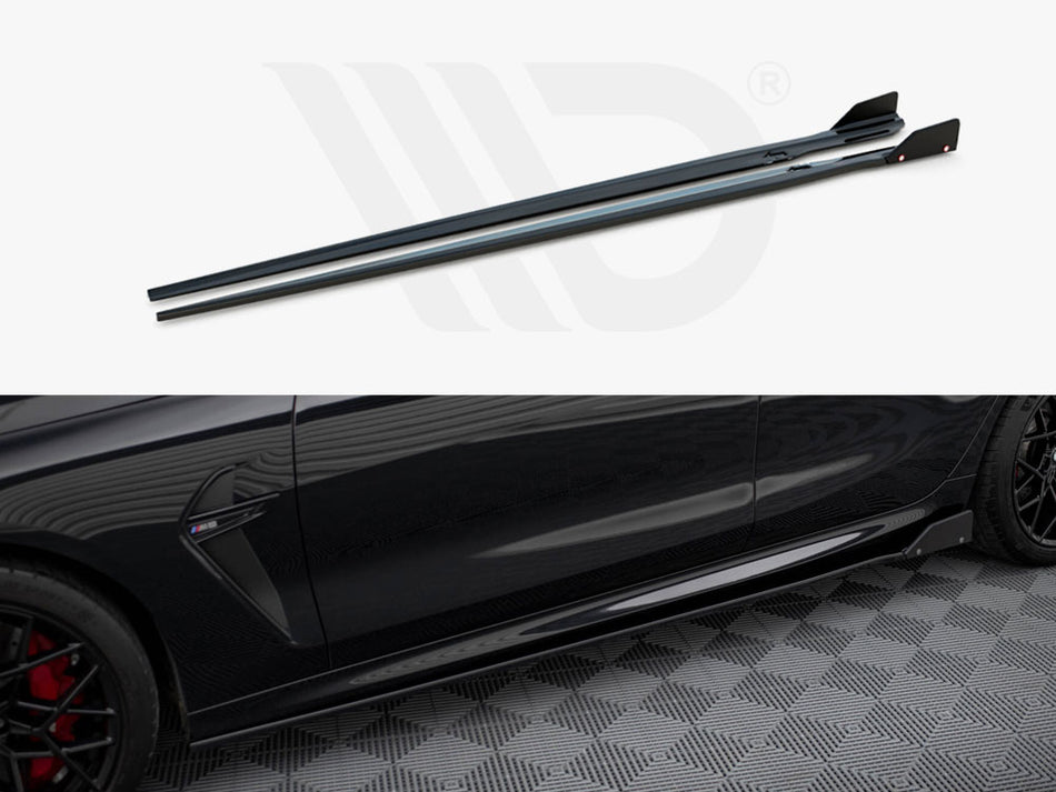 MAXTON DESIGN Side Skirts Diffusers V.1 + Flaps BMW M8 Gran Coupe F93 / 8 Gran Coupe M-Pack G16