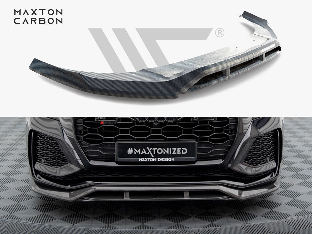 Maxton Design Carbon Fiber Front Splitter Audi RSQ8 Mk1 - CF-AU-RSQ8-1-FD1+FD1R-245-P - Image 1